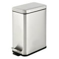 thumbnail image 7 of mDesign Slim Metal 2.6 Gallon Step Trash Can, Lid/Liner Bucket, Brushed Chrome, 7 of 7
