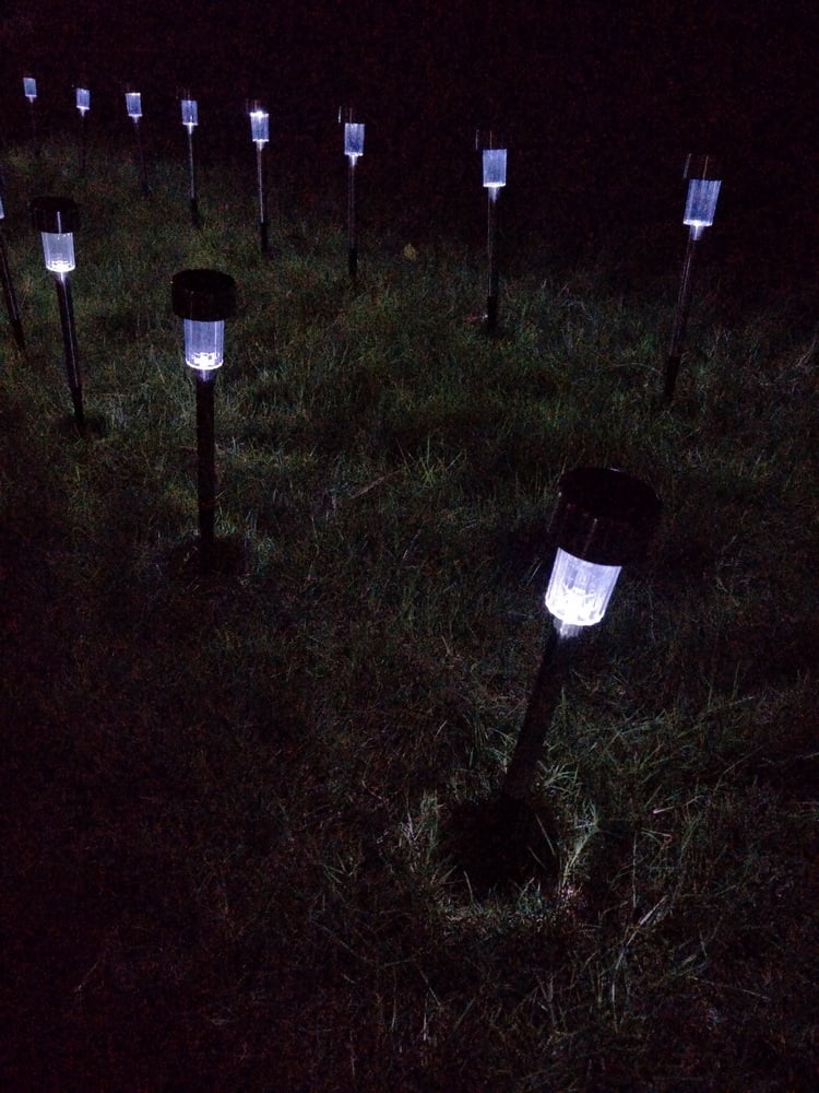 24Pcs Solar Power LED Lawn Lamps with Lampshades, 5W High Brightness, White & Silver