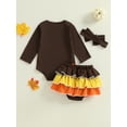 thumbnail image 5 of Newborn Baby Girl Thanksgiving Outfit Turkey Long Sleeve Bubble Romper Layered Tutu Skirt and Headband 3Pcs Infant Fall Clothes Set, 5 of 10
