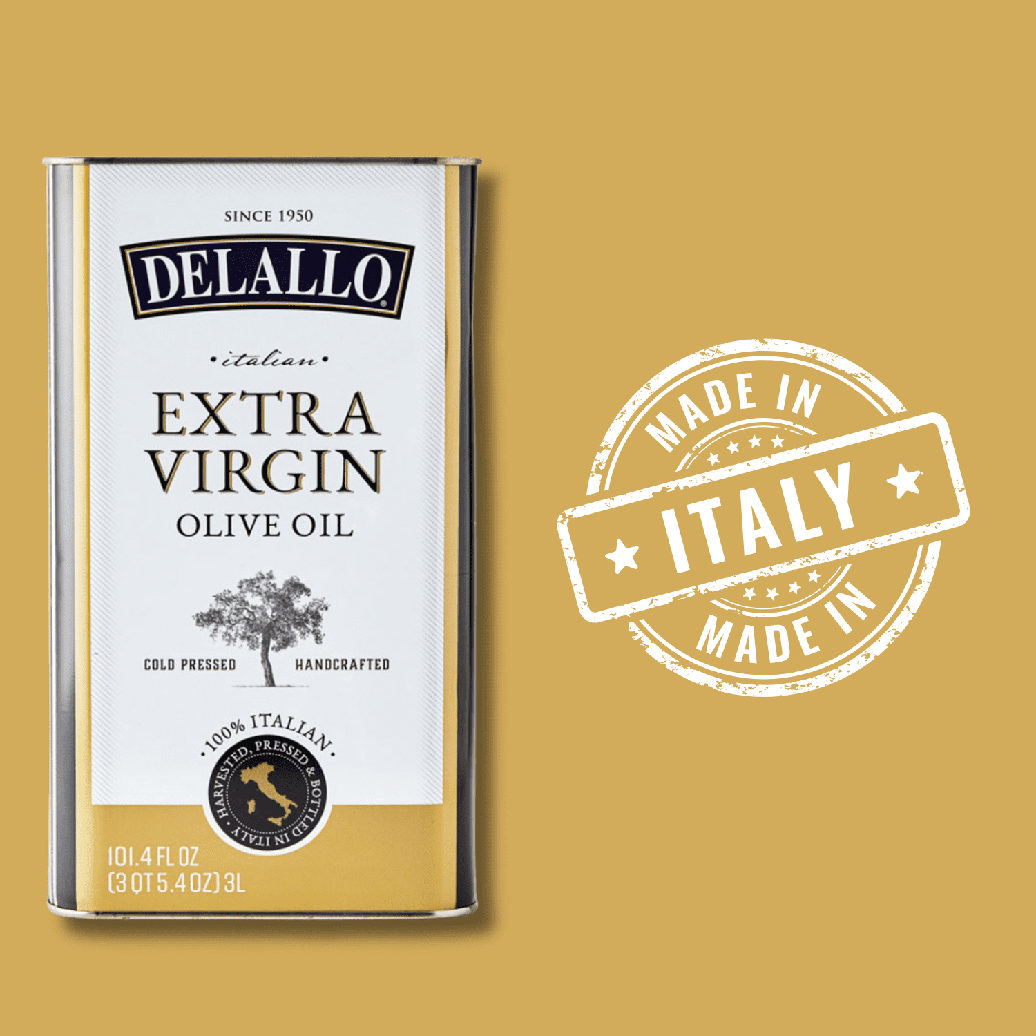 DeLallo Extra Virgin Olive Oil, Made in Italy, 3 Liter Can