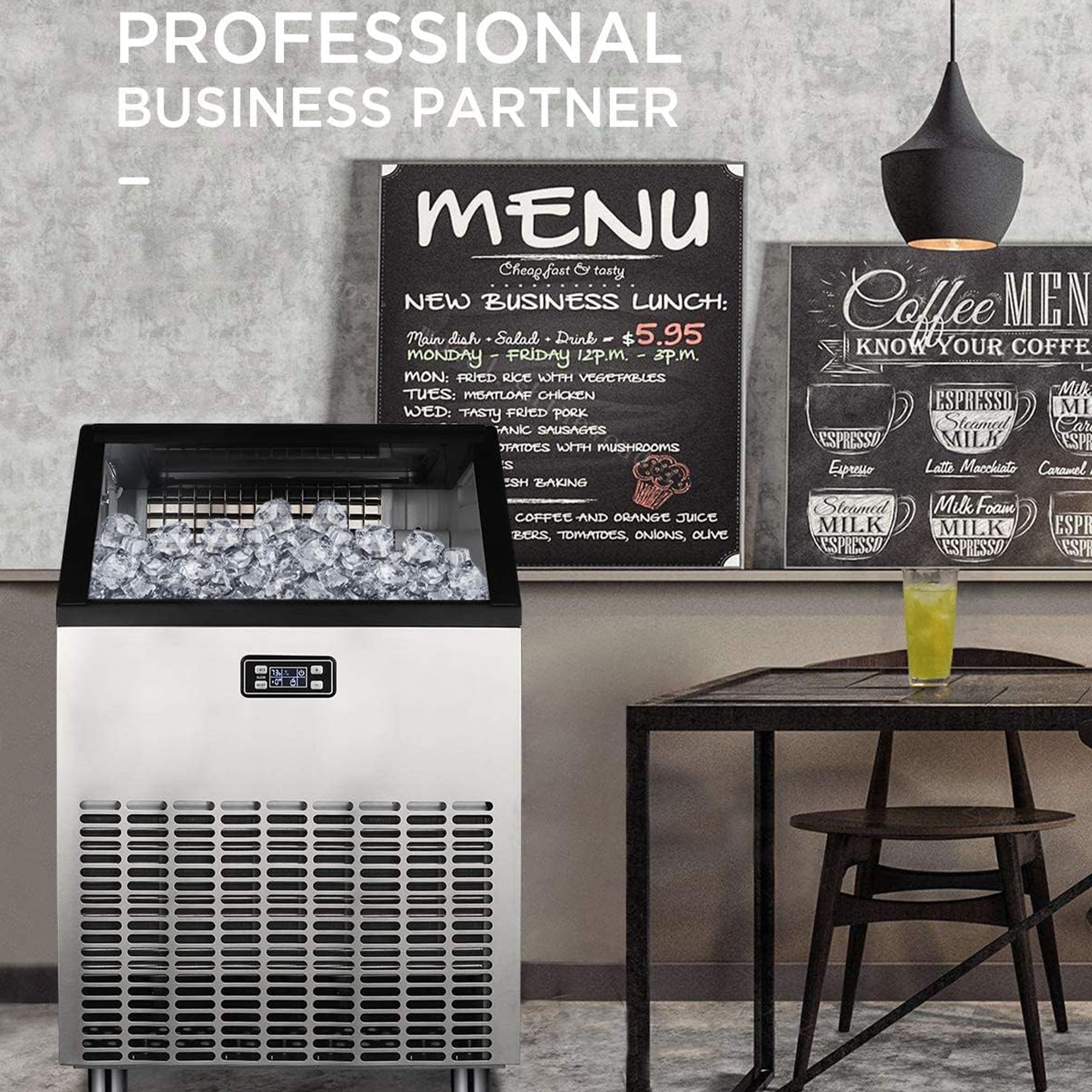 NSF Commercial Ice Maker 198lbs/24h, Commercial Ice Machine 55lbs Storage Bin, Under Counter Ice Maker Machine for Bar, Coffee Shop