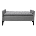 thumbnail image 2 of Mathias Light Grey Linen Storage Bench - Button Tufted, Silver Nailhead Trim, Multi Position, 2 of 8