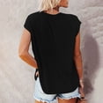 thumbnail image 4 of Blusa de manga corta Top Cuello redondo Blusa de manga corta con estampado floral para mujer Citas Negro M, 4 of 6