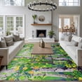 thumbnail image 4 of Green Oil Painting Area Rug 6x9 FT, Non Slip Living Room Throw Carpet, Modern Abstract Art Summer Tree Leaves Washable Soft Large Floor Carpet Non-Shedding Rug for Bedroom Dining Room Play Room, 4 of 9