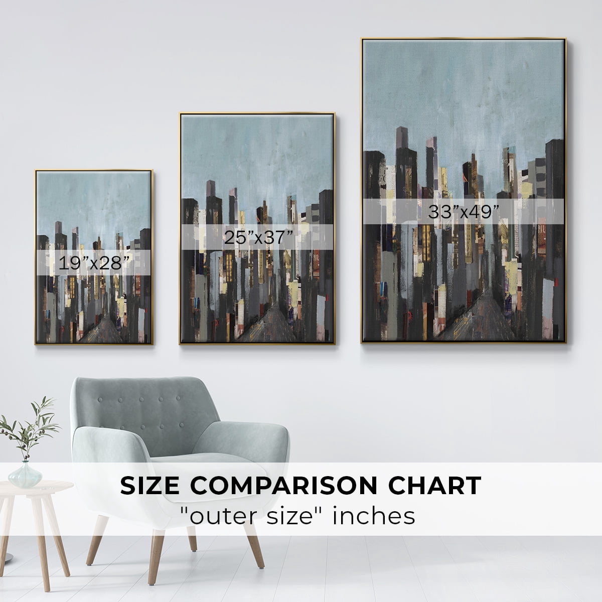 City Beat Framed Premium Gallery Wrapped Canvas - Ready to Hang - 25 x 37 - Gold Floating Frame
