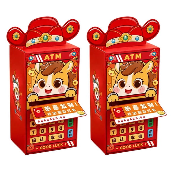 Pekkaxy ATM Red Envelope with Money Storage Films, Interactive Cash Gift Design for Memorable Giving, for Chinese New Year Birthdays Weddings Party