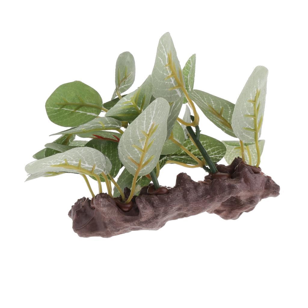 6 x Bearded Dragon Resin Artificial Water Grass Plants, Reptile Leaves Habitat Decor for Climbing, , Lizards, Gecko,