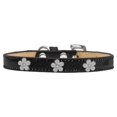 thumbnail image 1 of Silver Flower Widget Dog Collar Black Ice Cream Size 12, 1 of 1