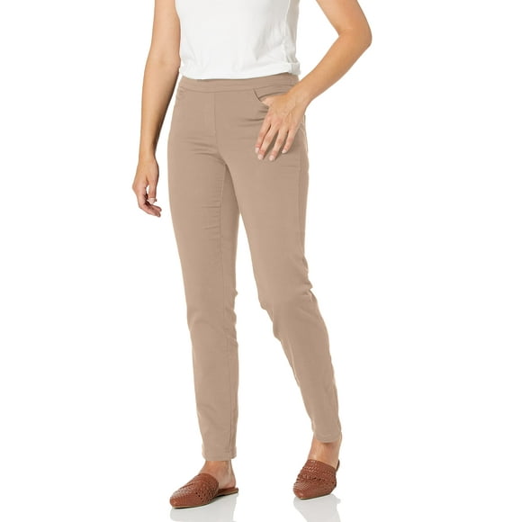Briggs New York Women's Curvy Cotton Super Stretch Pull On Pant Pants, Cobblestone, 12