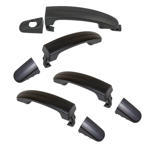 TRQ Front Rear Outside Sliding Door Handle Black Kit Set 4pc for Transit Connect DHA37240