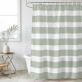 thumbnail image 6 of Polyester Fabric Sage Green Stripe Shower Curtain, Modern Simple Geometric White Striped Waterproof Bathtub Curtain Bathroom Decor Set with Hooks 72 x 78 Inches, 6 of 6