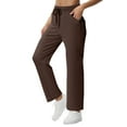 thumbnail image 5 of ManxiVoo Women's Casual Yoga Pants with Side Button Pockets Drawstring Elastic Waist Comfortable Workout Trousers XL Size Brown, 5 of 8