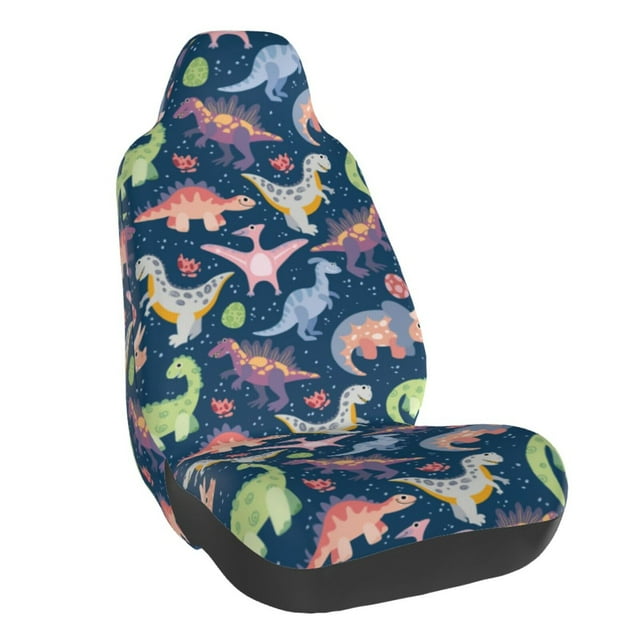 Wukai Dinosaur Full Set Car Seat Covers with Soft Padding Universal Auto Front Seats Protector and Cushion Mat