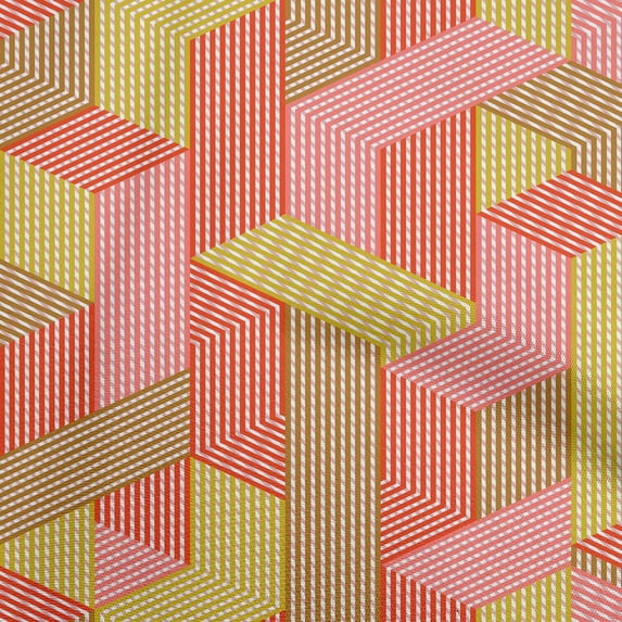 oneOone Polyester Spandex Lime Green Fabric Geometrical Quilting Supplies Print Sewing Fabric By The Yard 56 Inch Wide