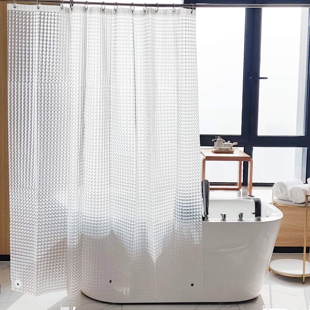 Cortina de ducha NTBAY EVA transparente con cuadros de 180 x 180 cm con forro