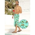 thumbnail image 2 of LA LEELA Men's Swimwear Cotton Linen Effect Sarong Cover Up Swimsuit Wrap Sulu Pareo Beachwear For Men One Size Shamrock Green, Palm Tree Summer Vacation, 2 of 5