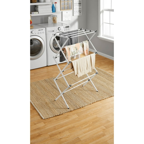 Mainstays Expandable Steel Laundry, Wooden Drying Rack For Laundry Room