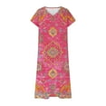 thumbnail image 4 of Taqqpue Women's Summer Dresses Short Sleeve Boho Floral V Neck Maxi Dress Flowy A Line Beach Dresses Summer Casual Long Sundress for Holiday, 4 of 5