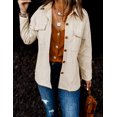 thumbnail image 1 of Women's Beige Pocketed Button Ribbed Textured Shacket, 1 of 29