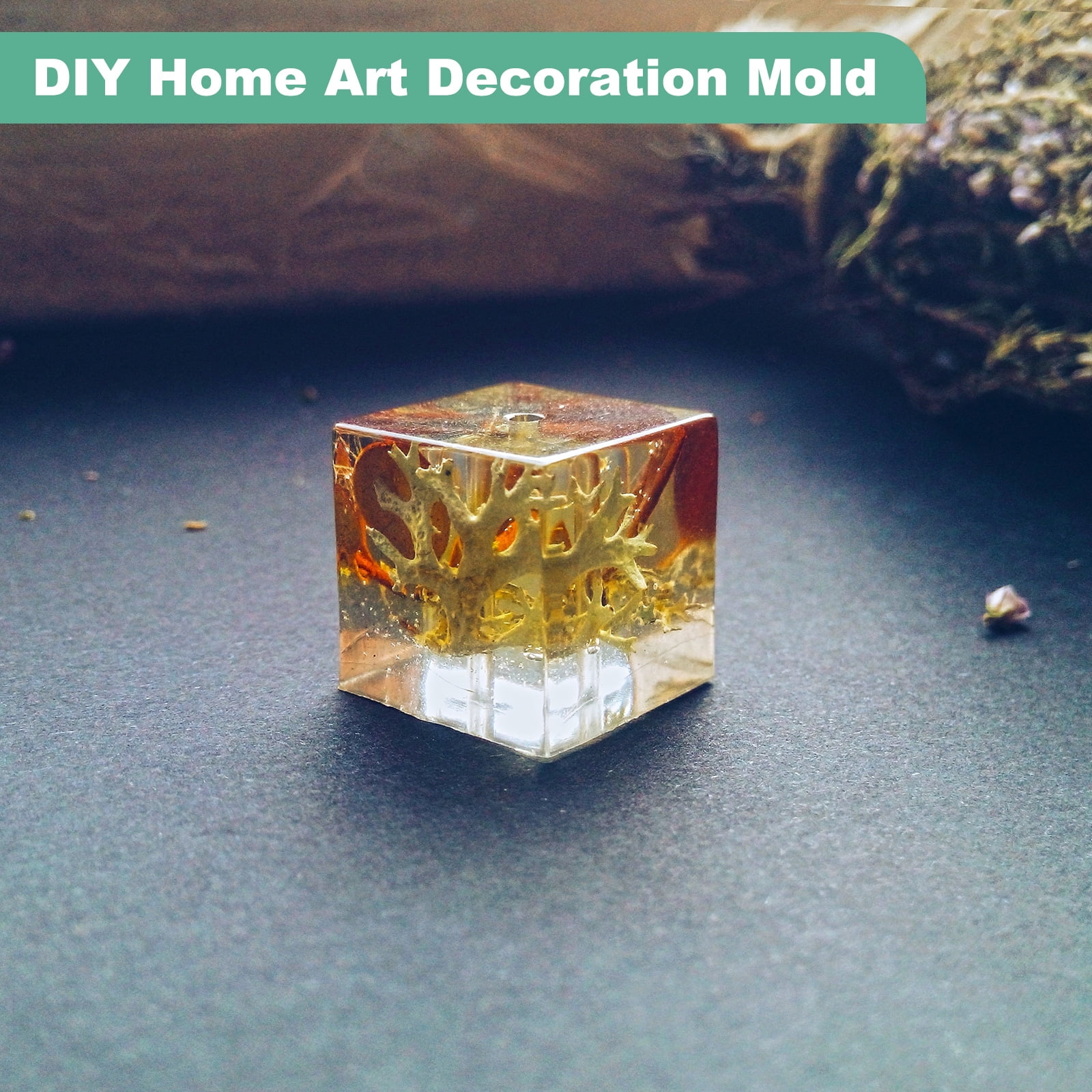 Uxcell Resin Silicone Mold 1 Set (2packs) Cube Epoxy Mould for DIY Art Home Decoration