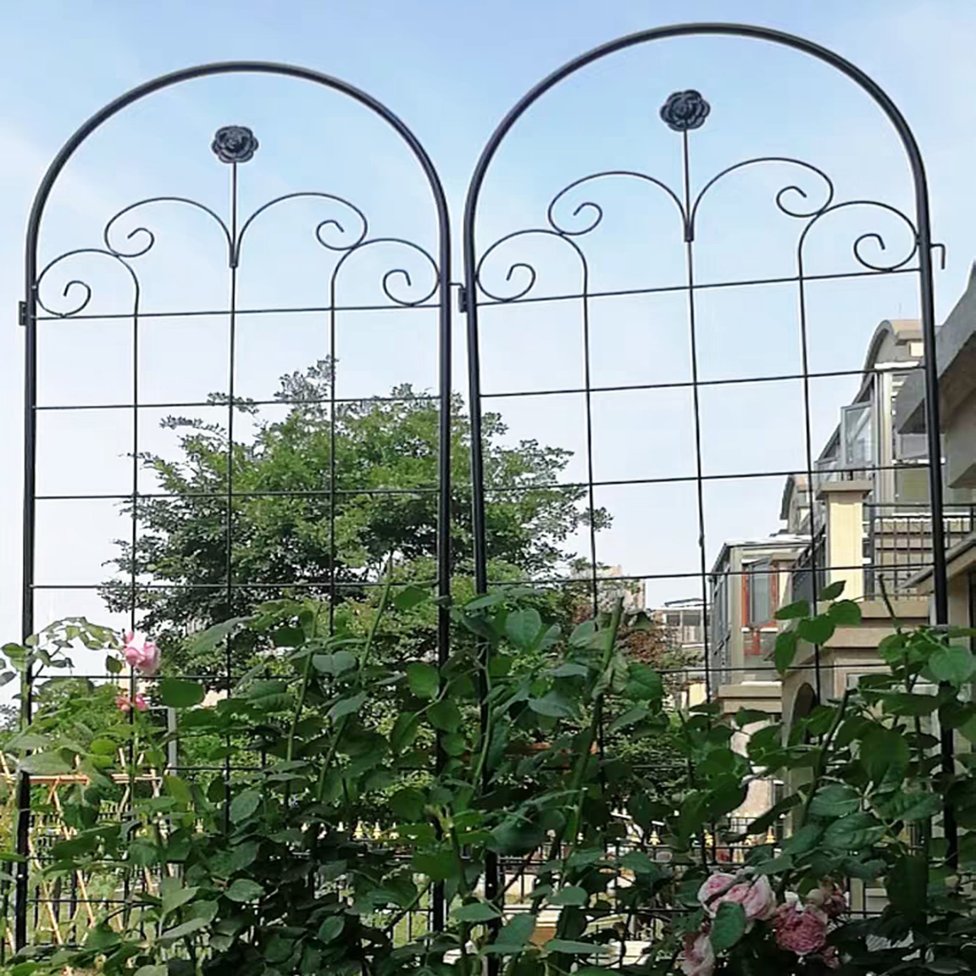 2 Pack Trellis for Climbing Plants Outdoor, 87” Tall Galvanized Steel Garden Trellis for Patio Lawn Wall Decor, Plant Trellis for Vine Cucumber Tomato Flower Clematis Roses