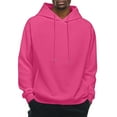 thumbnail image 6 of Domuza Mens Hoodies Casual Fashion Long Sleeve Drawstring Hooded Sweatshirt Fall Winter Basic Essential Raglan Hooded Pullover with Kanga Pocket Hot Pink 3XL, 6 of 7
