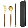 thumbnail image 1 of travel utensils with case, Healthy & Eco-Friendly 3pc Chopsticks, Fork, Spoon, Portable Utensils Set, reusable - Style:Style 4;, 1 of 5