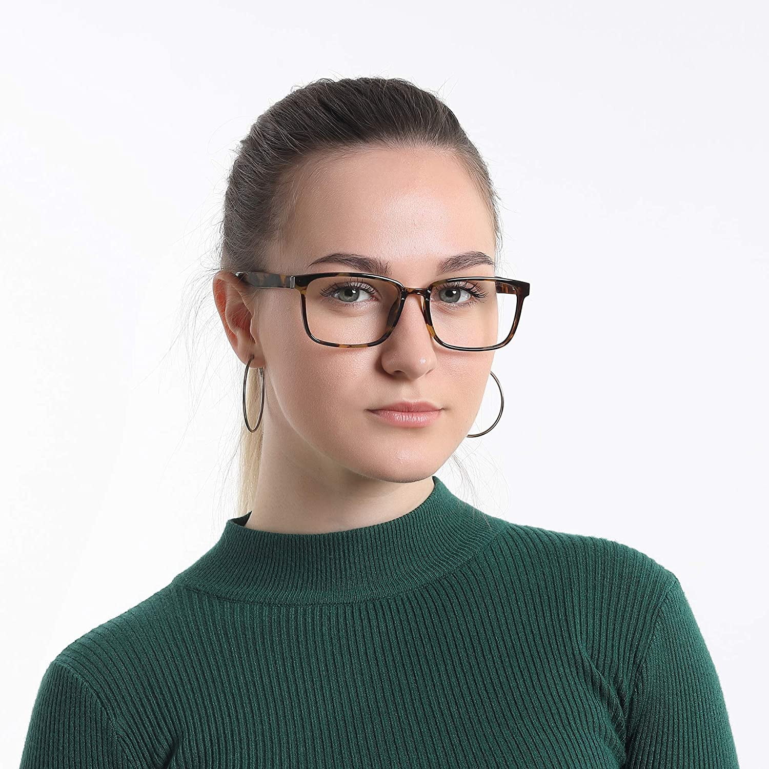 Reading Glasses with Flexible Spring Hinge, Blue Light Blocking Glasses for Women and Men, Anti eyestrain (Tortoise, +1.25 Magnification)
