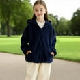 thumbnail image 2 of qolati Girls Hoodies Jackets Fuzzy Fleece Winter Warm Coat Casual Full Zip Up Hooded Sweatshirts Jacket Kids Soft Long Sleeve Loose Outerwears with Pockets, 2 of 7