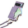 thumbnail image 6 of Wallet Case Compatible with Google Pixel 9 Pro XL, Classic PU Leather Zipper Pocket Car Key / Cash / Coin / Card Slots Shoulder Strap Kickstand Back Case for Google Pixel 9 Pro XL, Purple, 6 of 11