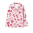 thumbnail image 3 of REORIAFEE Women Valentine's Day Pajamas Set Graphic Lapel with Buttons Pockets Pjs Set Long Sleeve T Shirts and Trousers Two Piece Loungewear Gift Suits Red L, 3 of 4