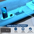 thumbnail image 5 of Lusimo Full Corner Bed Frame with Bookcase Storage and LED Lights & Charging Station, Metal Platform Bed Frame with Storage Drawers Underneath for Bedroom, Gray, 5 of 13