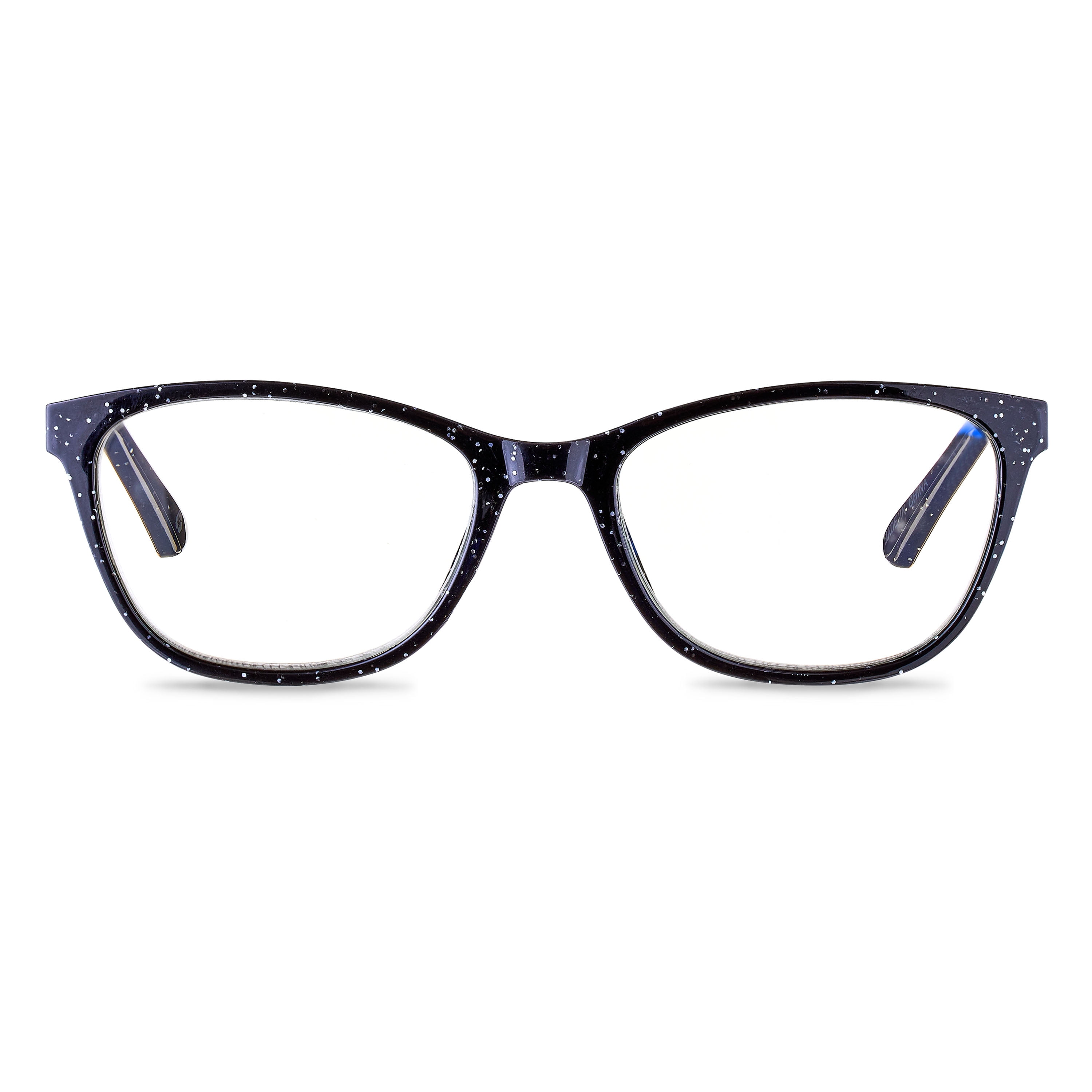 (2 pack) Equate Women's Kaia Bluelight Cateye Reading Glasses with Case, Black Speckled, +1.25