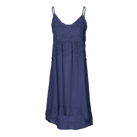 Cobkk Corset Dress For Women Formal Clearance Women s Fashion Sleeveless Summer Tassel Cotton Fashion Long Dress Womens Dresses Plus Size J-968 Navy 5Xl
