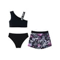 thumbnail image 2 of MSemis Kids Girls 3Pcs Swimsuit Crop Top with Printed Shorts Briefs Swimwear Swimming Bathing Suit Black 12, 2 of 7