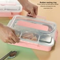 thumbnail image 3 of Boîte à Lunch en Acier Inoxydable, Boîte à Bento à 5 Compartiments avec Couvercle, Baguettes, Cuillère, Bol à Soupe, Récipient à Lunch Réutilisable, Plateau de Dîner Divisé avec Contrôle des Portions pour École, Bureau, 3 of 8