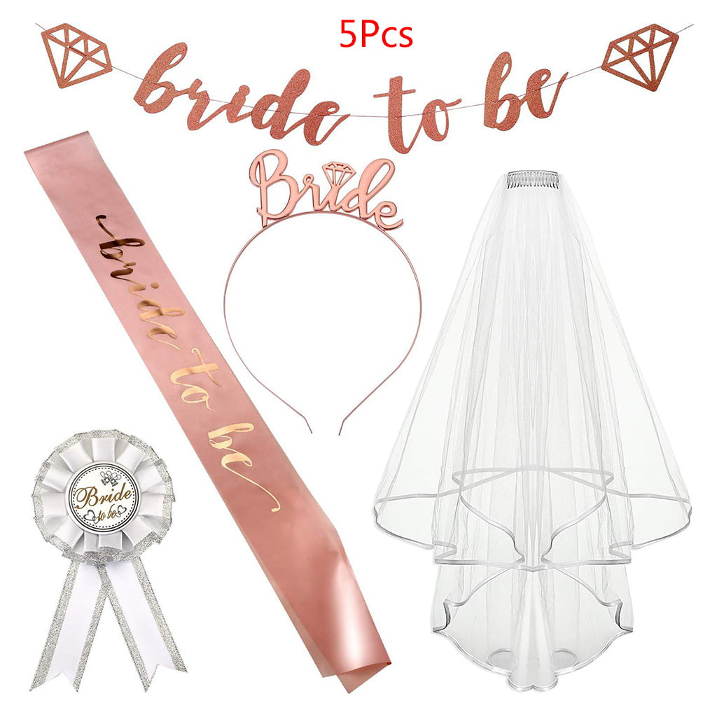 Details about   5 Pieces Rose Gold Pink Bachelorette Party Decorations Kit Bride to Be Etiquette 
