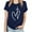 Blue, variant on WREESH Women's Trendy Short Sleeve T-Shirt Summer Round Neck Graphic Print Tops Beige