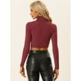 thumbnail image 3 of Camiseta Corta de Fiesta para Mujer de Manga Larga Ajustador con Cuello Alto rojo L, 3 of 6