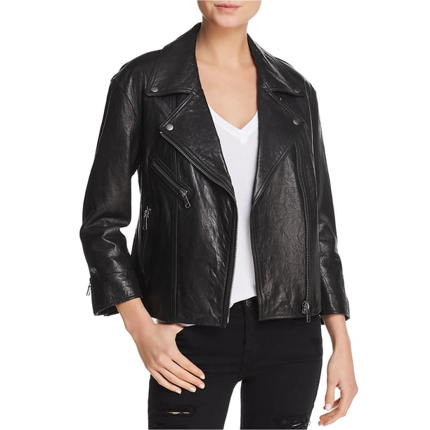 Joie Womens Viva La Femme Chaqueta de Cuero, Negro, Small