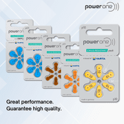 Power One Size 10 No Mercury Hearing Aid Batteries (120)