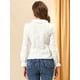 thumbnail image 5 of Blusa con botones de manga larga con cuello de Peter Pan para mujer blanco L, 5 of 6