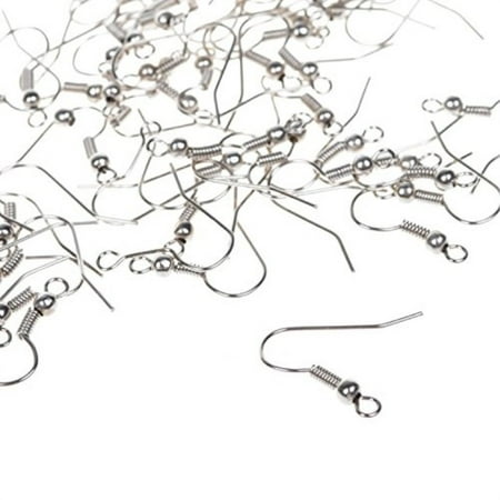 Wire Fish Hook Earrings kloud city 400 pcs silver stainless steel ball & coil earring hooks/fish hooks/ear wire for diy jewelry making ()