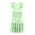 thumbnail image 4 of Yanlir Robe d'Été à Volants pour Filles 4-14 Ans, Robes Trapèze pour Enfants Sans Manches à Col Rond, Robe Soleil pour des Tenues Confortables et Stylées (Vert#4, 8 Ans), 4 of 5