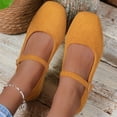 thumbnail image 4 of Ballet Flats for Women Slip On Square Toe Formal Wedding Flats Shoes with Low Arch Fashion Soft Sole Loafers Canvas Retro Shoes Brown 42, 4 of 9