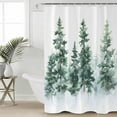 thumbnail image 2 of Small Stall Shower Curtain 48x72 Inch Narrow Half Size Green Ombre Forest Bath Curtains Bathroom Decor Watercolor Trees Sage Green Waterproof Fabric Shower Curtain Set with Hooks 48 Inch, 2 of 6