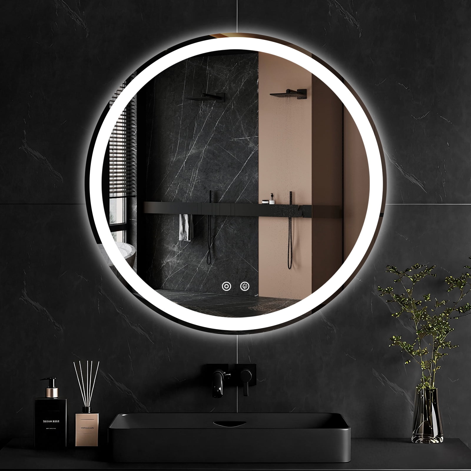 CONCETTA 30-Inch Anti-Fog Led Bathroom Mirror, Dual Light Sources, Three Lighting Modes, White