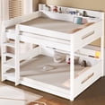 thumbnail image 5 of Harper & Bright Designs Queen over Queen Bunk Bed with Storage Shelves and USB Ports, Wooden Queen Size Loft Bed with Charging Station, White, 5 of 13
