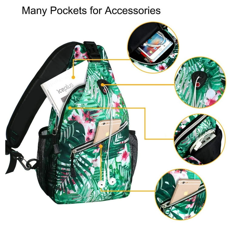 Mosiso Polyester Sling Bag Backpack Travel Hiking Outdoor Sport Crossbody  Shoulder Bag Multipurpose Daypack for Women Men, Elephant