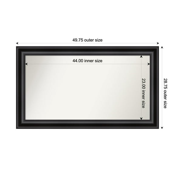 Amanti Art Custom Framed Wall and Bathroom Mirror (28.75 x 49.75 in.), Grand Black Frame